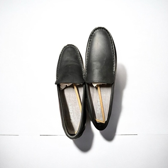 🌻NEW w.box SPERRY Black Davenport Leather Venetian Driver Casual Shoes Mens 10 - Picture 8 of 12